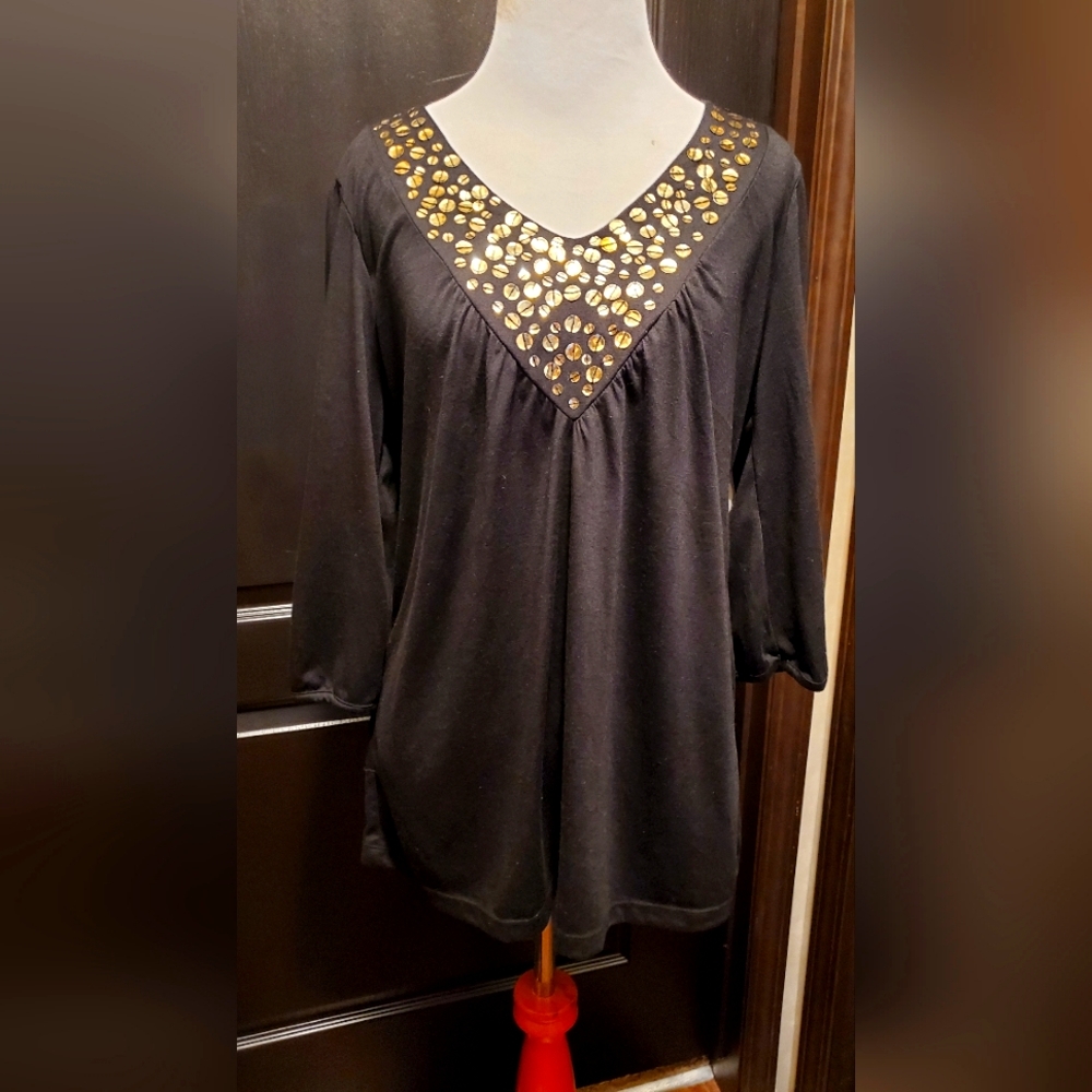 Women's Black Sequin Top